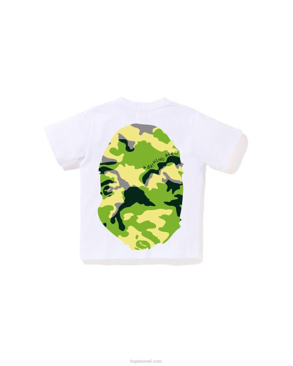 לבן A Bathing Ape 644LV1386 ילדים woodland camo טי גדול ראש