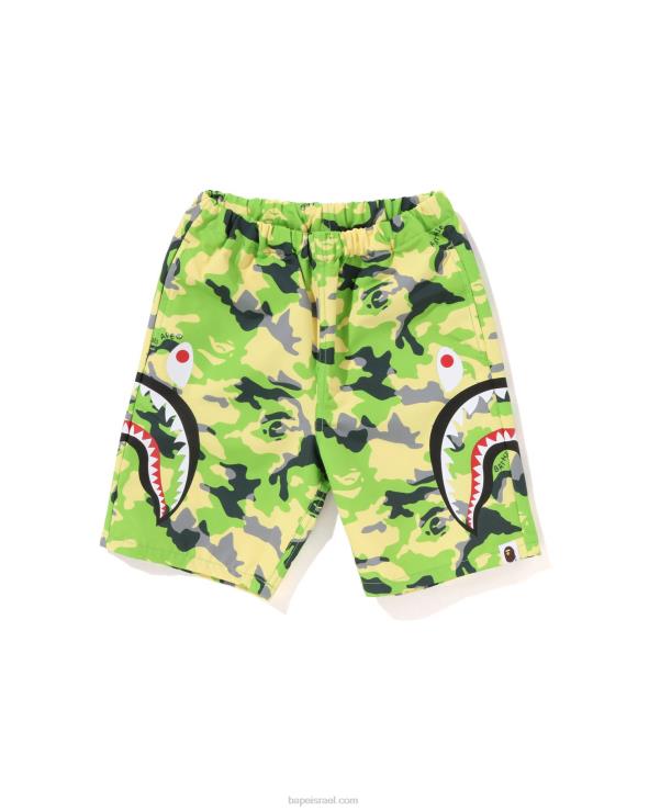 צבא ירוק A Bathing Ape 644LV1387 ילדים מכנסי חוף כרישים בצד יער camo