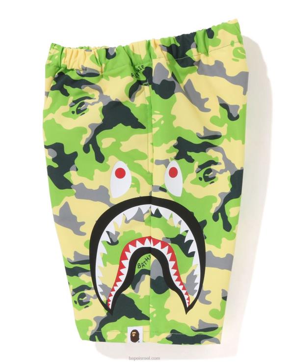 צבא ירוק A Bathing Ape 644LV1387 ילדים מכנסי חוף כרישים בצד יער camo