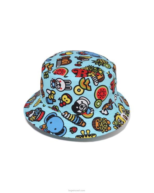 כחול בהיר A Bathing Ape 644LV1388 ילדים כובע דלי פירות מעורבים בייבי מילו