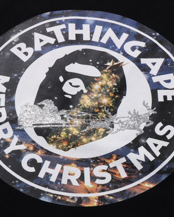 שָׁחוֹר A Bathing Ape 644LV138 גברים חג המולד עמוס בטי עבודה