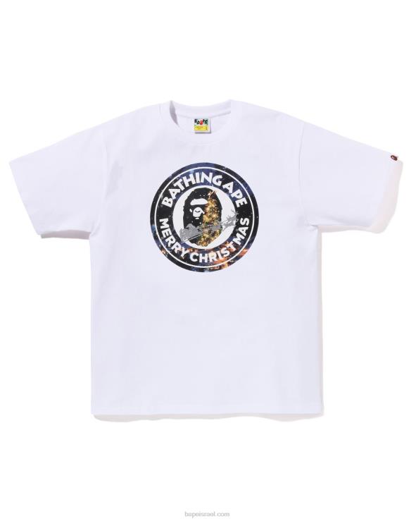 לבן A Bathing Ape 644LV139 גברים חג המולד עמוס בטי עבודה