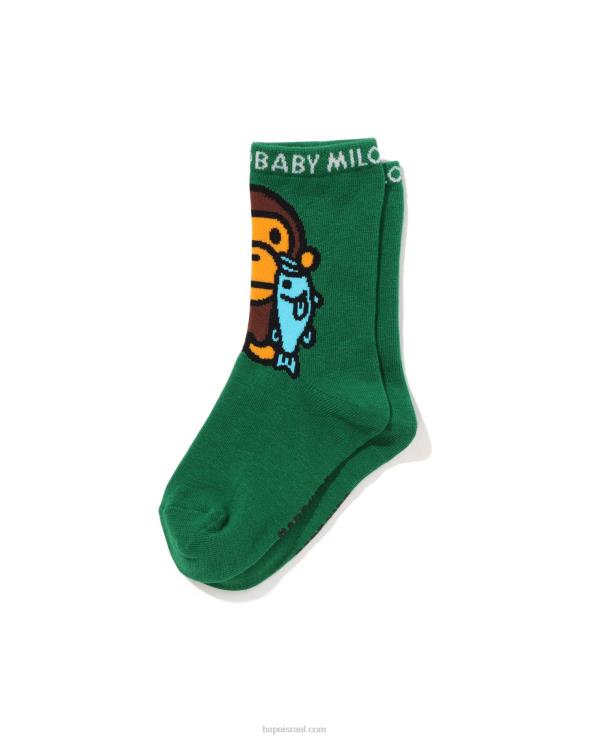 בַּרֶקֶת A Bathing Ape 644LV1390 ילדים גרבי באס שחורות של בייבי מילו