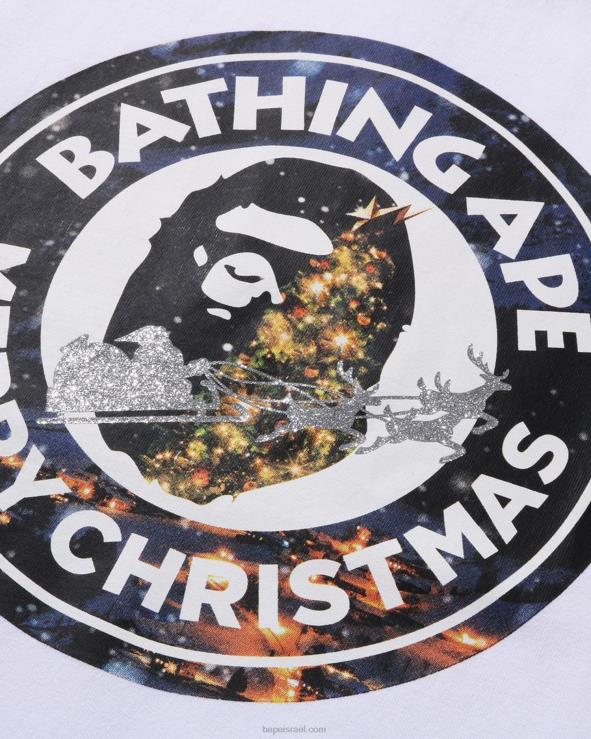 לבן A Bathing Ape 644LV139 גברים חג המולד עמוס בטי עבודה