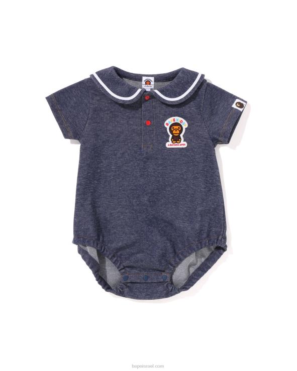 דֵנִים A Bathing Ape 644LV1401 ילדים בייבי מיילו ג'רסי ג'ינס צווארון מלחים