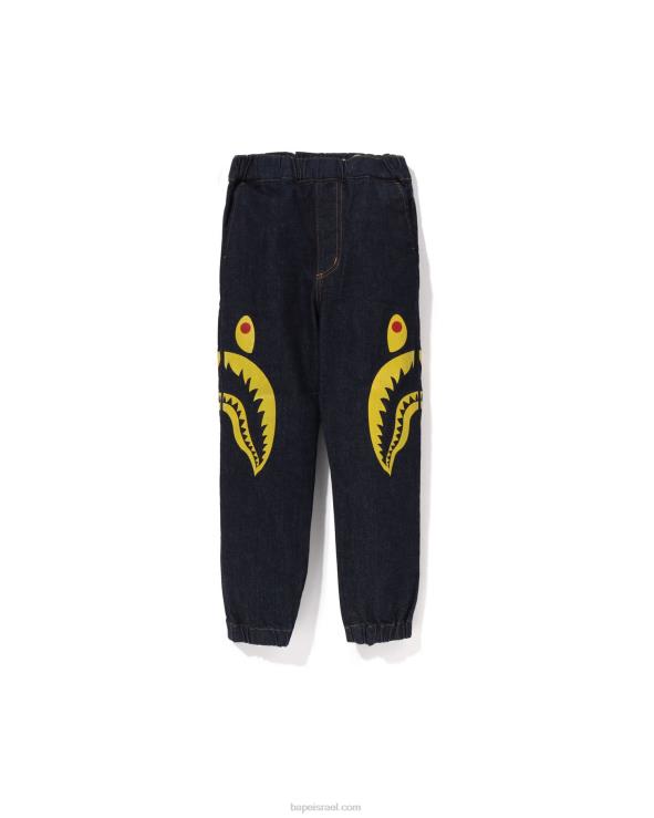 דֵנִים A Bathing Ape 644LV1405 ילדים מכנסי ג'ינס של כריש בצד