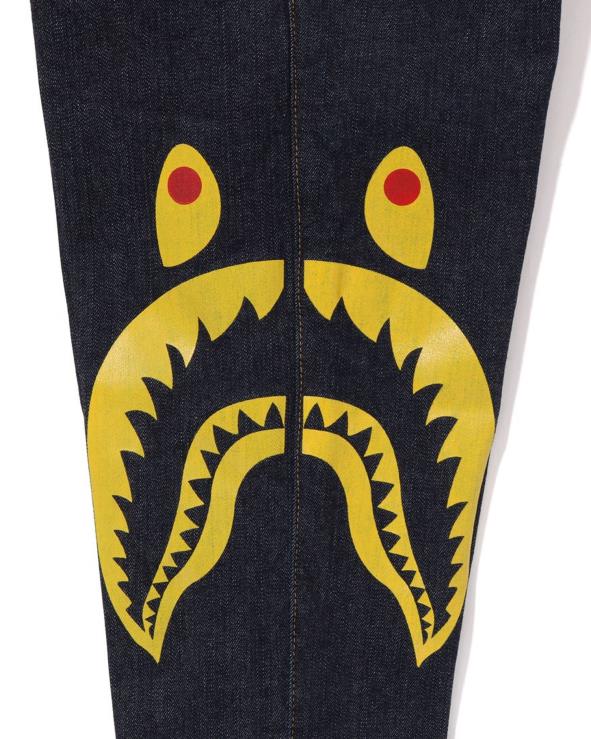 דֵנִים A Bathing Ape 644LV1405 ילדים מכנסי ג'ינס של כריש בצד
