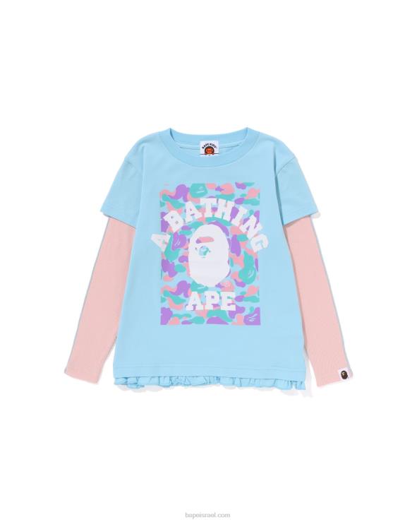 כחול בהיר A Bathing Ape 644LV1406 ילדים חולצה עם שכבות עם סלסולים