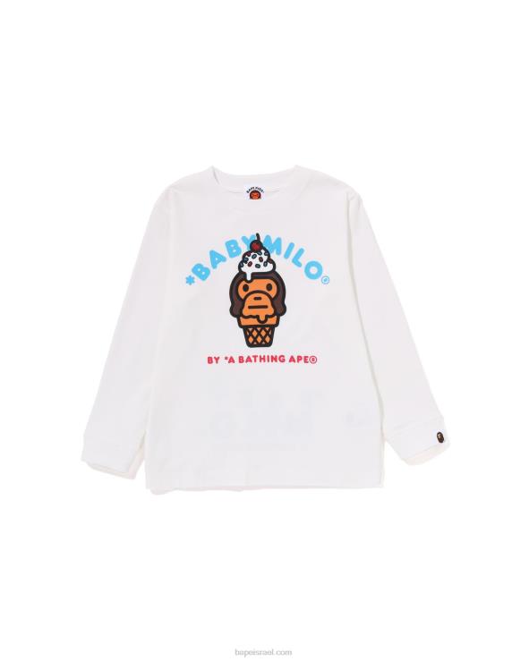 לבן A Bathing Ape 644LV1409 ילדים חולצת גלידה של בייבי מילו