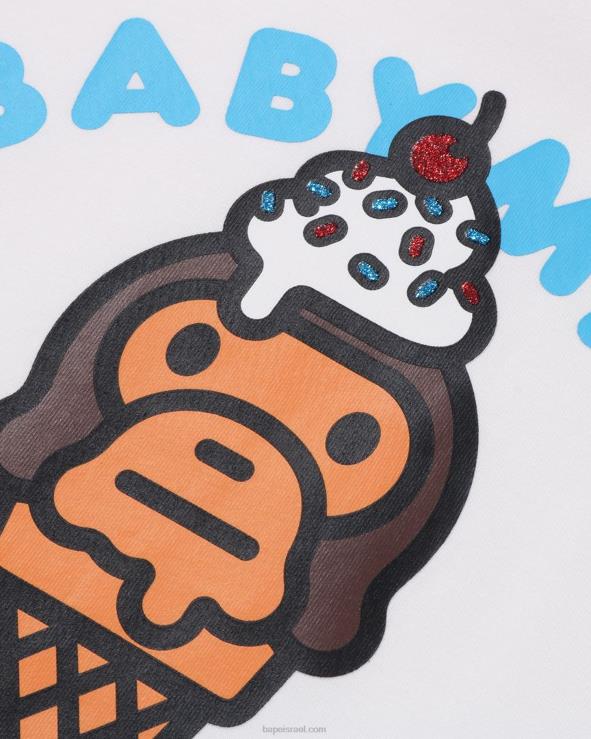 לבן A Bathing Ape 644LV1409 ילדים חולצת גלידה של בייבי מילו