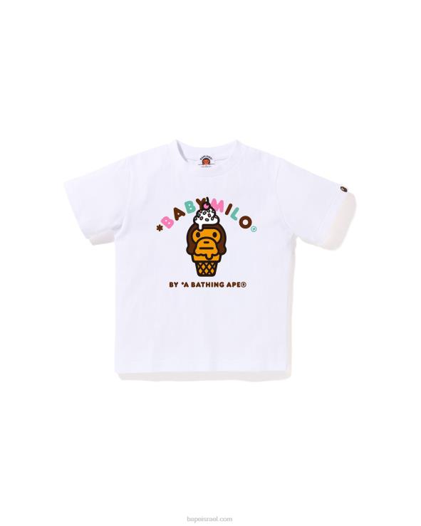 לבן A Bathing Ape 644LV1412 ילדים חולצת גלידה של בייבי מילו