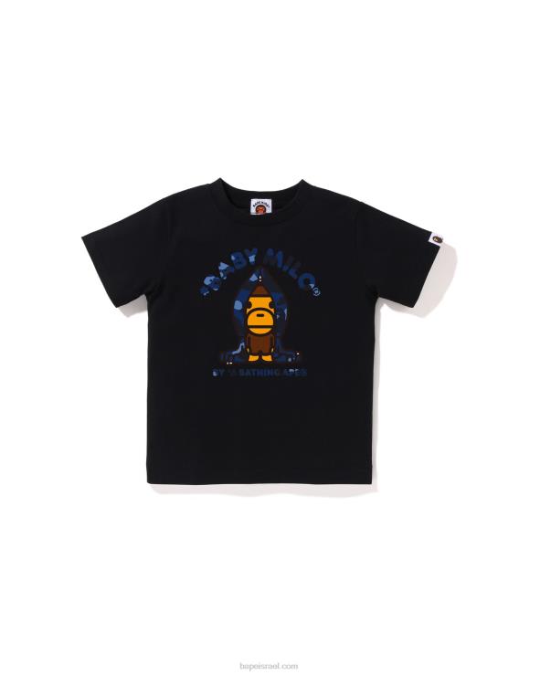שָׁחוֹר A Bathing Ape 644LV1429 ילדים חולצת קפוצ'ון בצבע camo milo