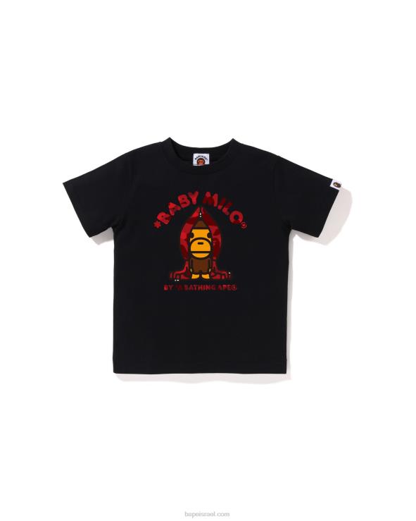 שָׁחוֹר A Bathing Ape 644LV1430 ילדים חולצת קפוצ'ון בצבע camo milo