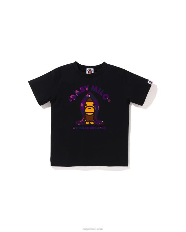 שָׁחוֹר A Bathing Ape 644LV1431 ילדים חולצת קפוצ'ון בצבע camo milo