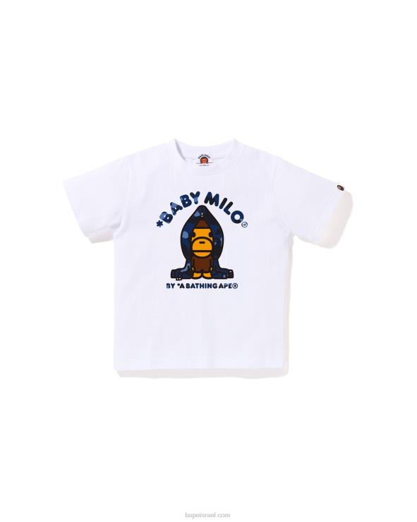 לבן A Bathing Ape 644LV1432 ילדים חולצת קפוצ'ון בצבע camo milo
