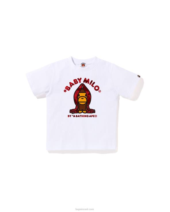 לבן A Bathing Ape 644LV1433 ילדים חולצת קפוצ'ון בצבע camo milo