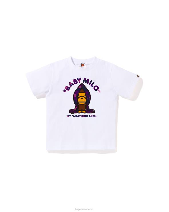 לבן A Bathing Ape 644LV1434 ילדים חולצת קפוצ'ון בצבע camo milo
