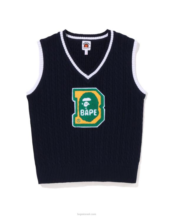 כחול כהה A Bathing Ape 644LV1437 ילדים head b patch כבל סרוג אפוד jr