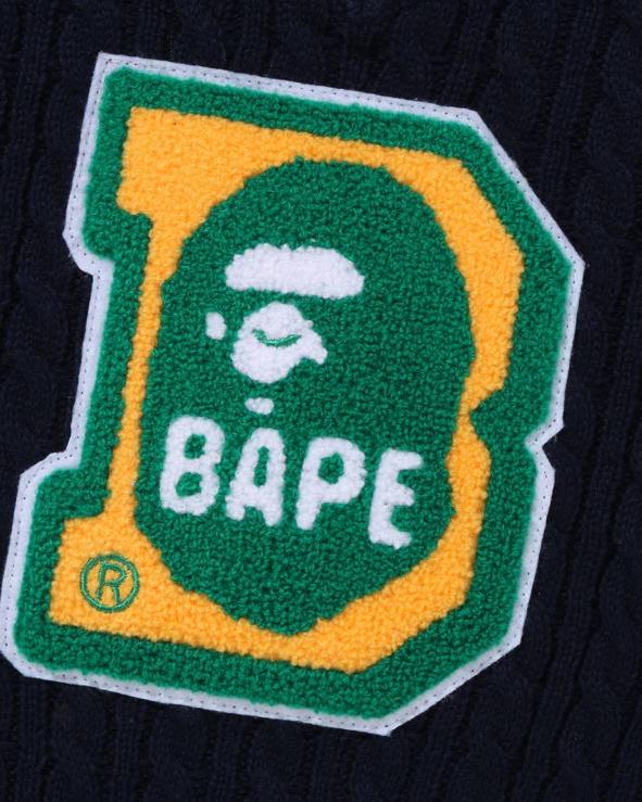 כחול כהה A Bathing Ape 644LV1437 ילדים head b patch כבל סרוג אפוד jr