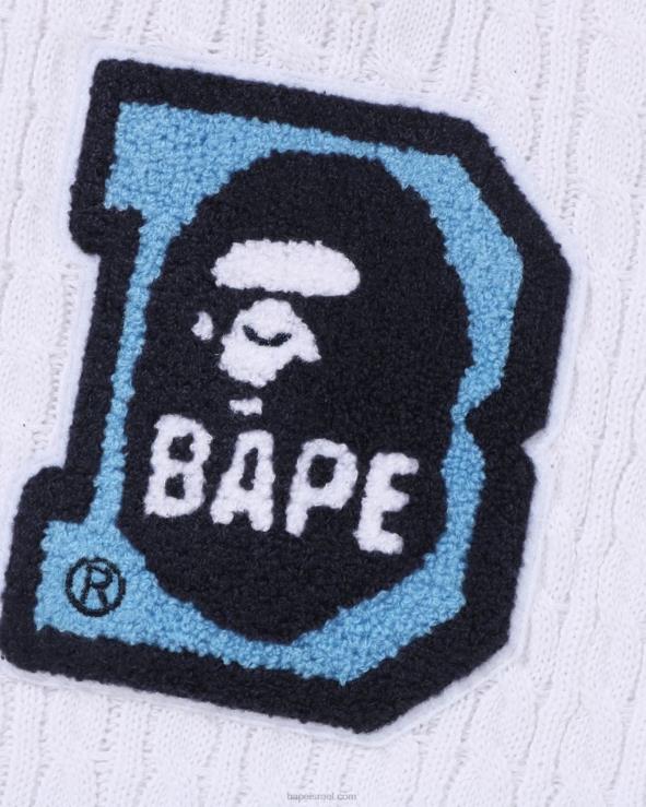 לבן A Bathing Ape 644LV1438 ילדים head b patch כבל סרוג אפוד jr