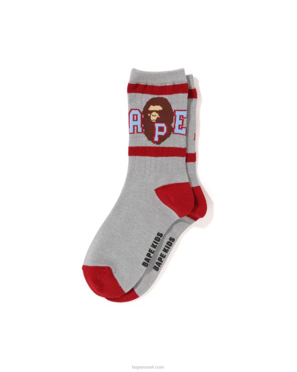 אפור A Bathing Ape 644LV1439 ילדים גרבי צלעות קו ראש