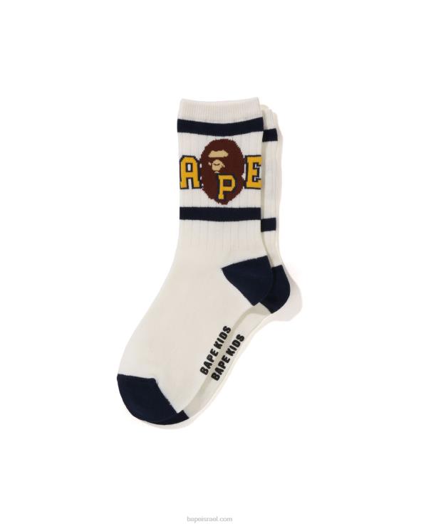 לבן A Bathing Ape 644LV1441 ילדים גרבי צלעות קו ראש