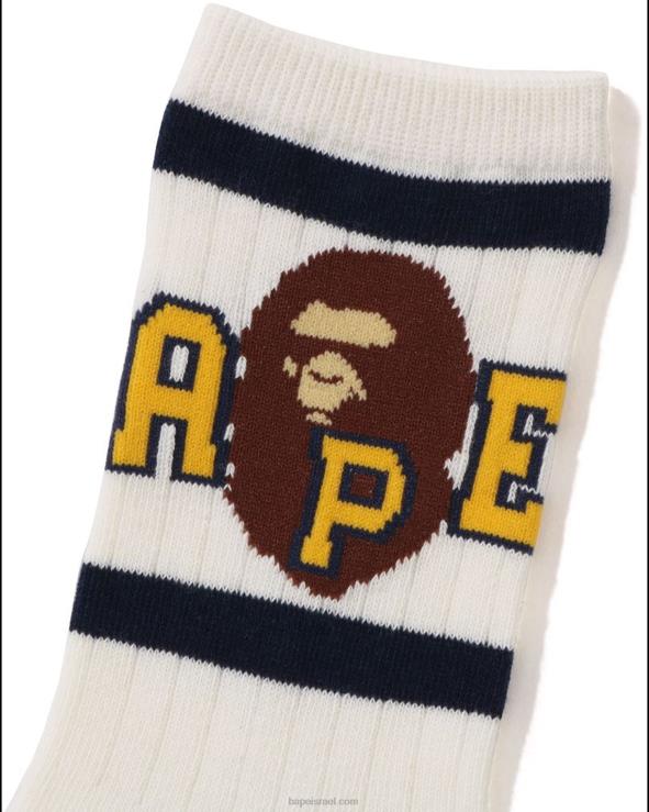 לבן A Bathing Ape 644LV1441 ילדים גרבי צלעות קו ראש