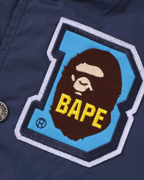 כחול כהה A Bathing Ape 644LV1447 ילדים מעיל אוניברסיטה עם תיקון head b