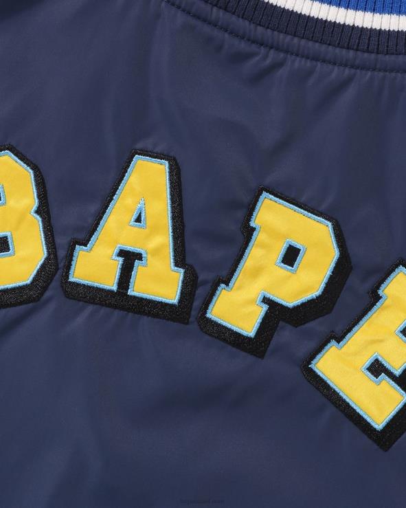 כחול כהה A Bathing Ape 644LV1447 ילדים מעיל אוניברסיטה עם תיקון head b