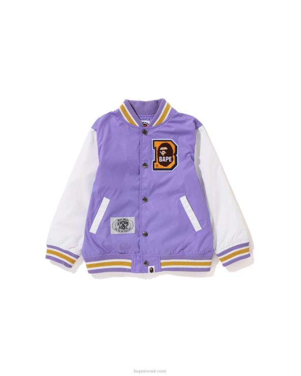 סָגוֹל A Bathing Ape 644LV1448 ילדים מעיל אוניברסיטה עם תיקון head b