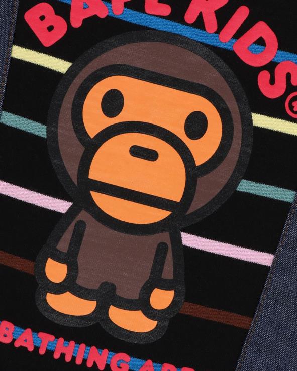 שָׁחוֹר A Bathing Ape 644LV1449 ילדים חישוק בייבי מילו כתפיות מכנסי רומפרס שכבות