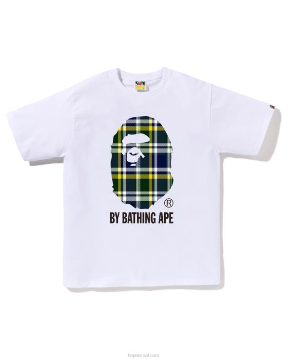 לבן A Bathing Ape 644LV145 גברים לבדוק טי