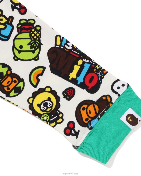 ירוק בהיר A Bathing Ape 644LV1453 ילדים טי שרוולים עם שרוולים מעורבים בייבי מילו