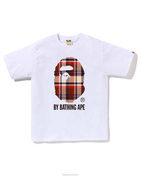 לבן A Bathing Ape 644LV146 גברים לבדוק טי