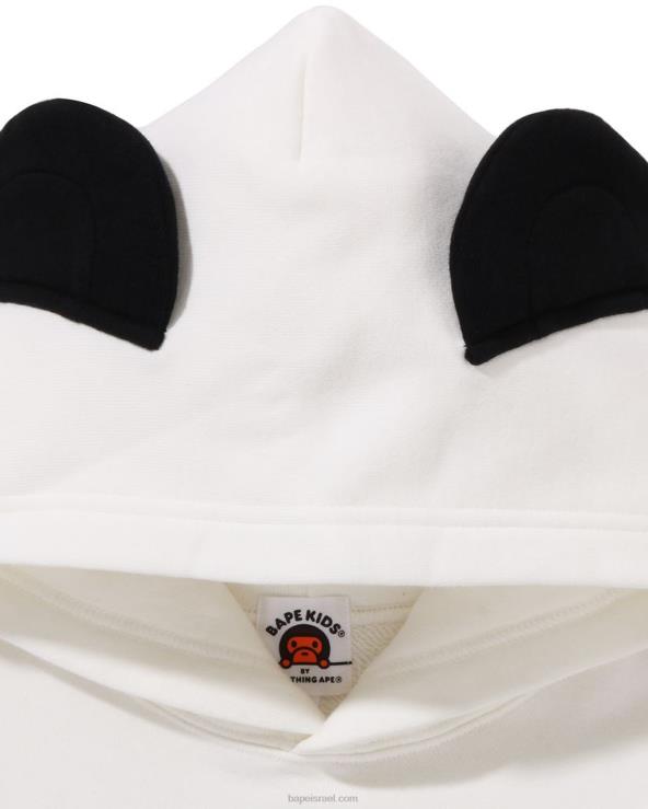 לבן A Bathing Ape 644LV1461 ילדים קפוצ'ון סוודר בשכבות בייבי מילו פנדה