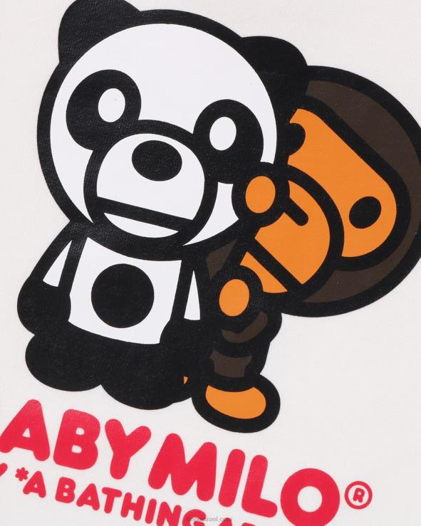 לבן A Bathing Ape 644LV1461 ילדים קפוצ'ון סוודר בשכבות בייבי מילו פנדה
