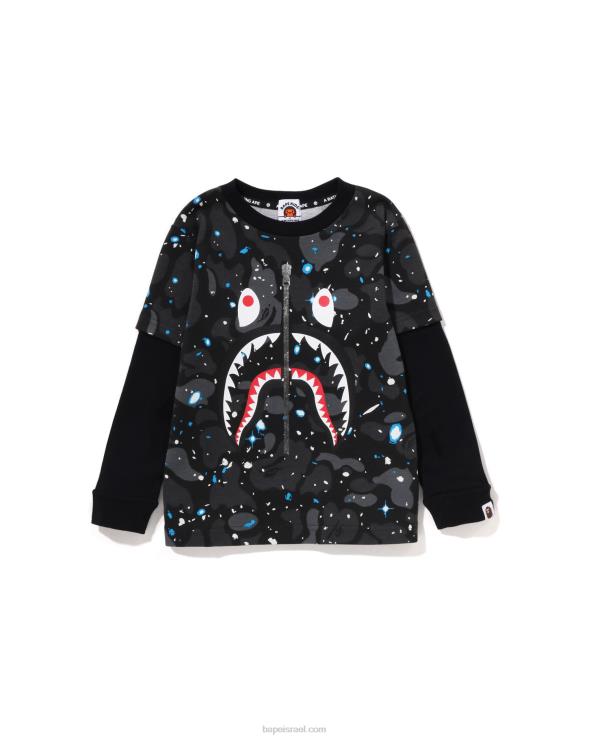 שָׁחוֹר A Bathing Ape 644LV1463 ילדים טי שכבת כריש space camo