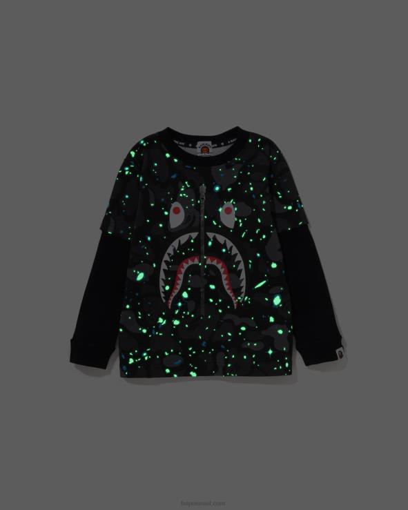 שָׁחוֹר A Bathing Ape 644LV1463 ילדים טי שכבת כריש space camo