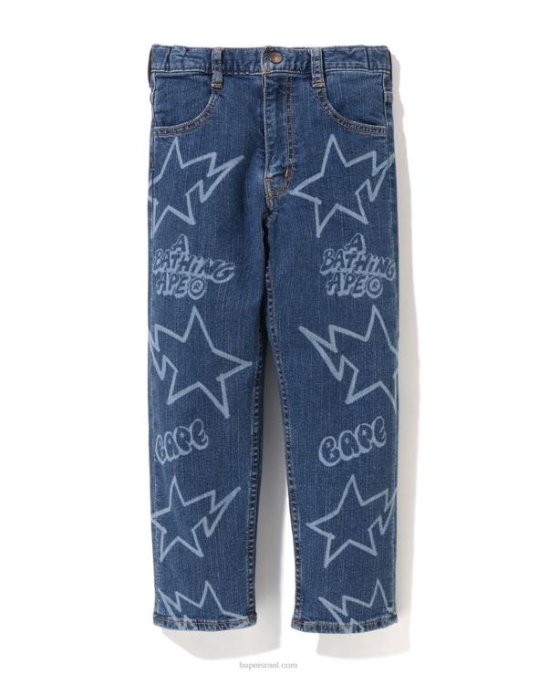 כחול כהה A Bathing Ape 644LV1464 ילדים מכנסי ג'ינס סט אקראיים