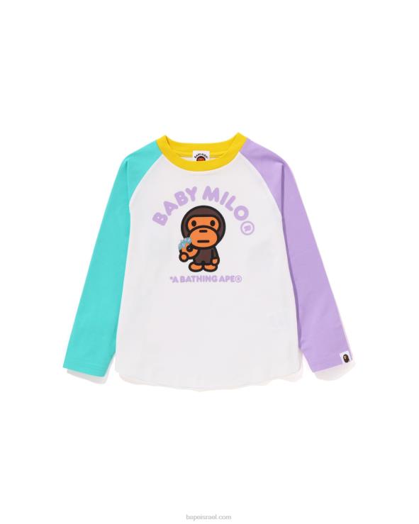 לבן A Bathing Ape 644LV1465 ילדים בייבי מילו סופגניות רגלן טי