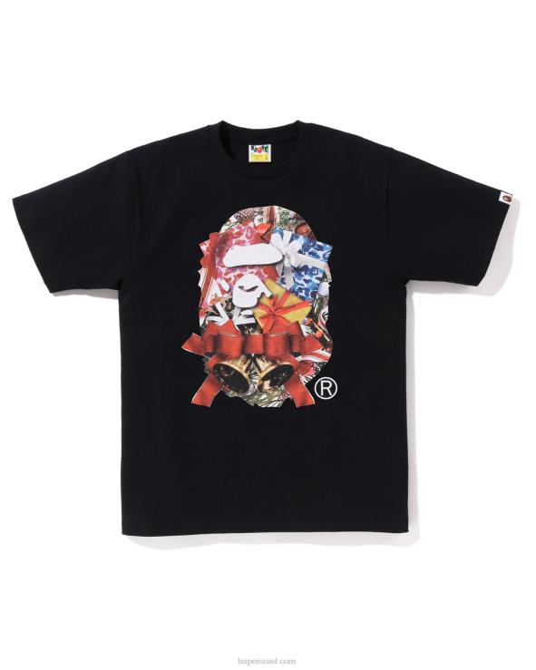 שָׁחוֹר A Bathing Ape 644LV147 גברים טי ראש חג המולד