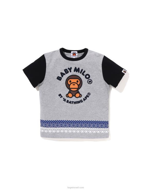 אפור A Bathing Ape 644LV1474 ילדים חולצה עם הדפס נורדי של בייבי מילו