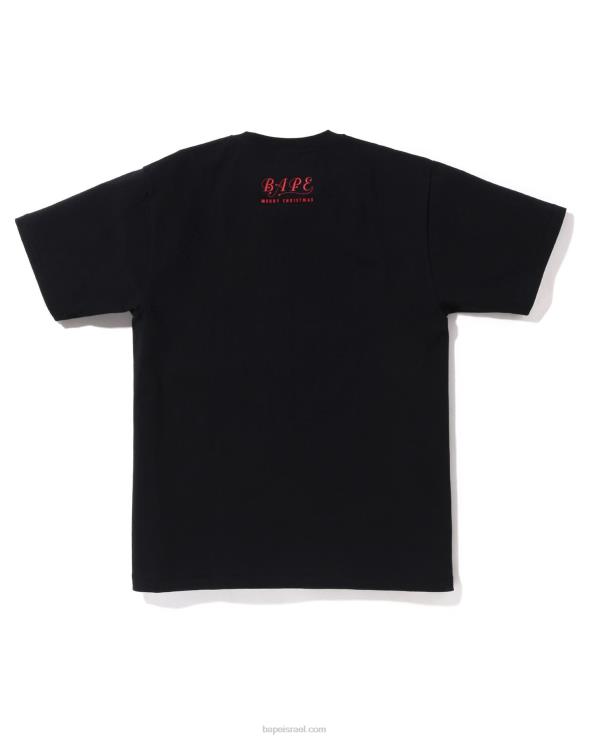 שָׁחוֹר A Bathing Ape 644LV147 גברים טי ראש חג המולד
