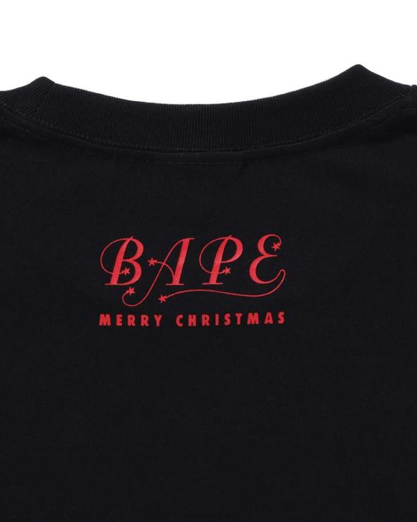 שָׁחוֹר A Bathing Ape 644LV147 גברים טי ראש חג המולד