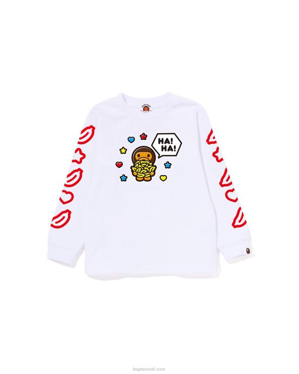 לבן A Bathing Ape 644LV1481 ילדים חולצת בלון דיבור של בייבי מילו מס' 1