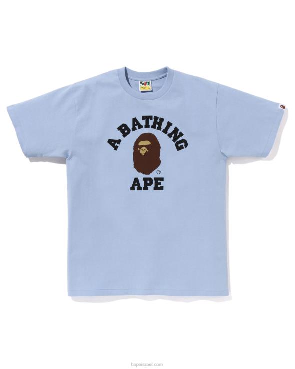 שמים כחולים A Bathing Ape 644LV149 גברים חולצת פיגמנט קולג'