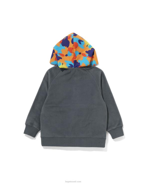 אפור A Bathing Ape 644LV1490 ילדים קפוצ'ון קפוצ'ון גריד camo סוודר צמר חצי הצמד