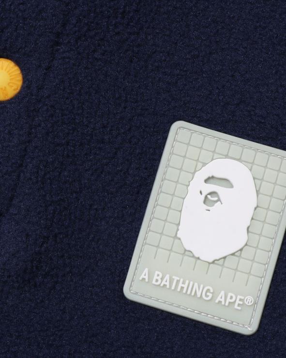 כחול כהה A Bathing Ape 644LV1491 ילדים קפוצ'ון קפוצ'ון גריד camo סוודר צמר חצי הצמד