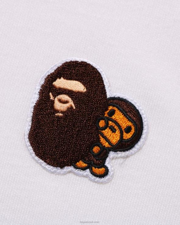 לבן A Bathing Ape 644LV1494 ילדים ראש ומילו חולצת צווארון בנקודה אחת
