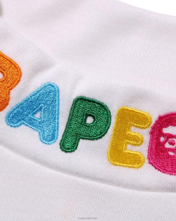 לבן A Bathing Ape 644LV1494 ילדים ראש ומילו חולצת צווארון בנקודה אחת
